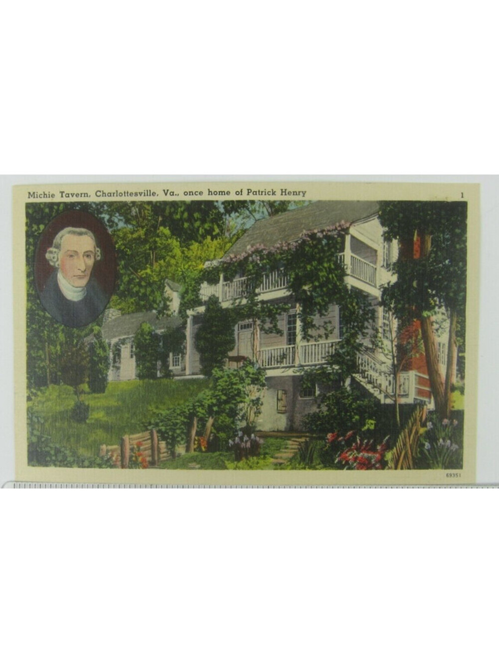 Vintage Linen Postcard Charlottesville Virginia Michie Tavern Home Patrick Henry
